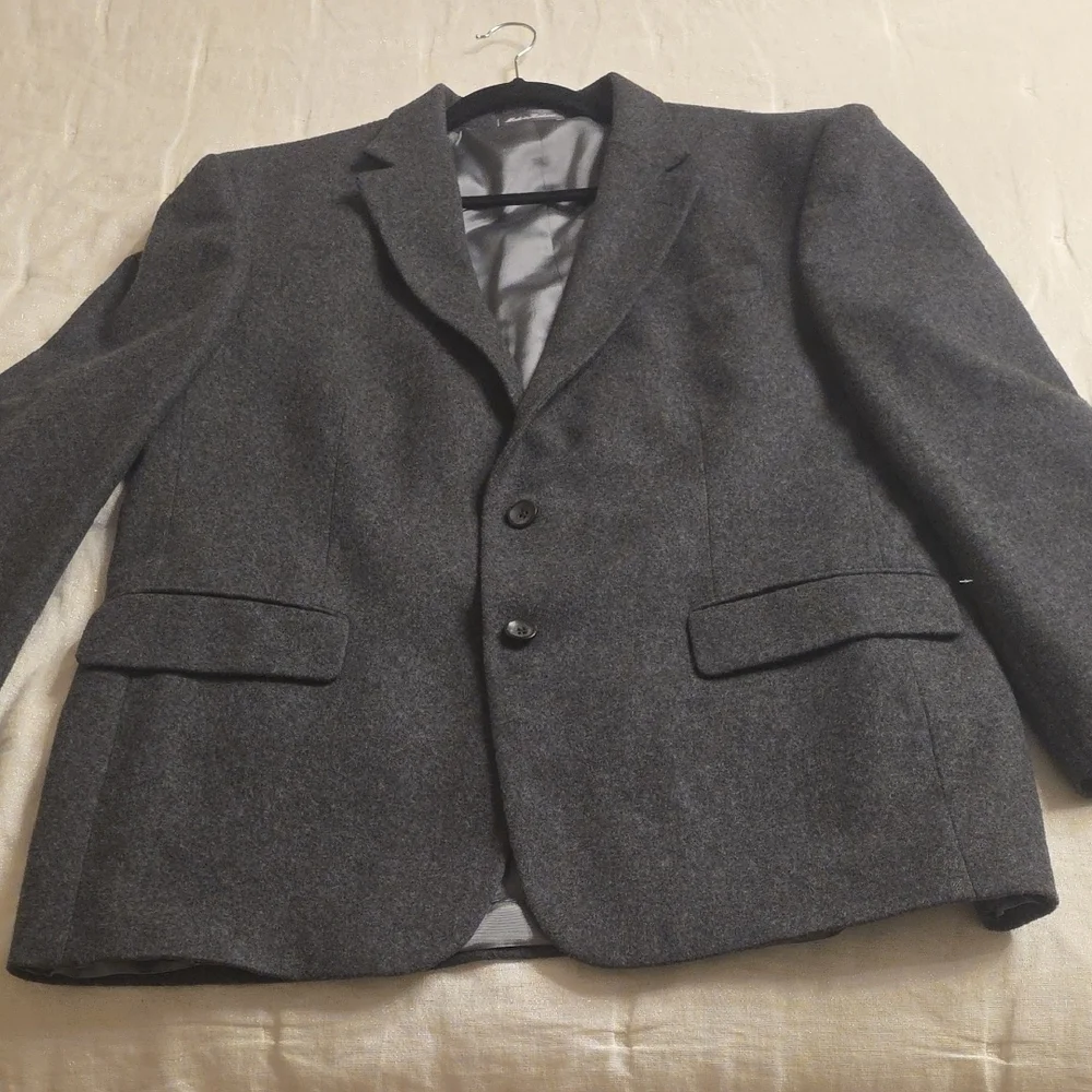 Oscar de la Renta Men's Gray Wool Blazer - Tailored Notch Lapel 44R